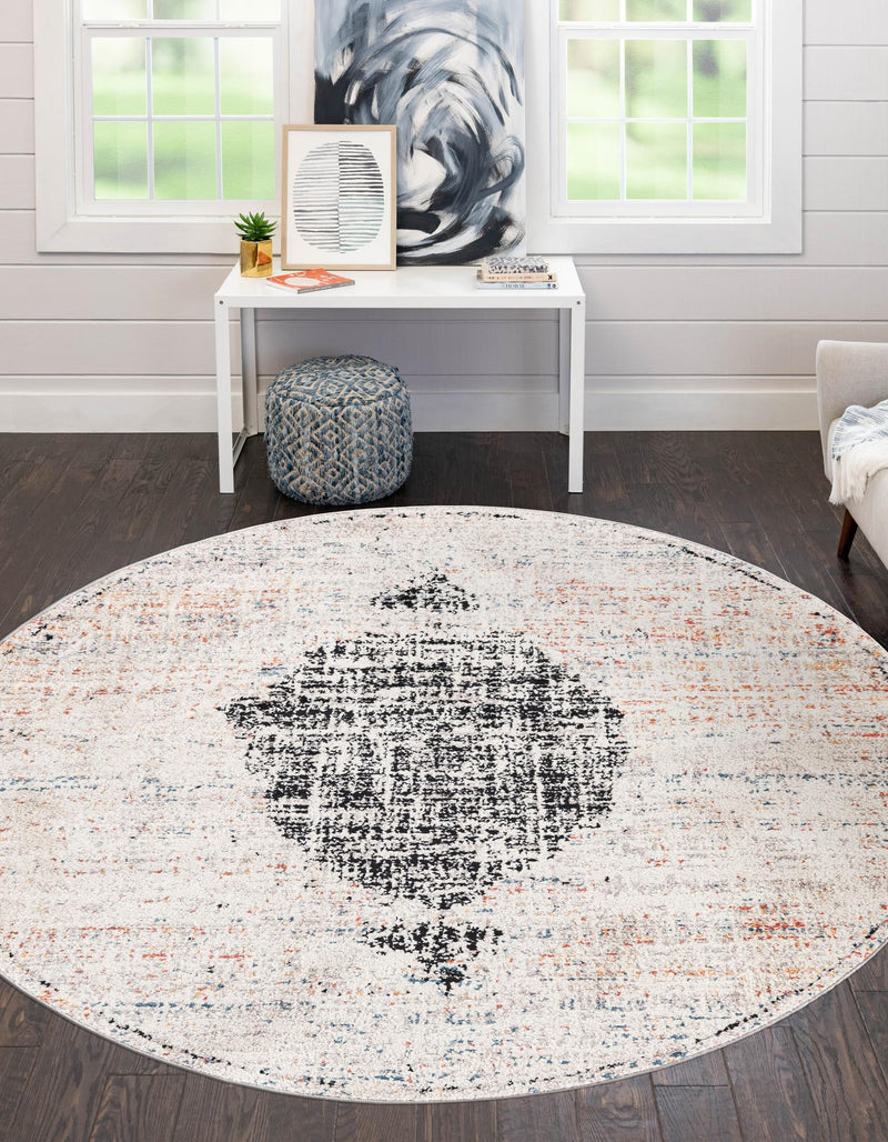 Mediterranea Elegance Collection Area Rug -  Ravello Round Ivory  lifestyle 12