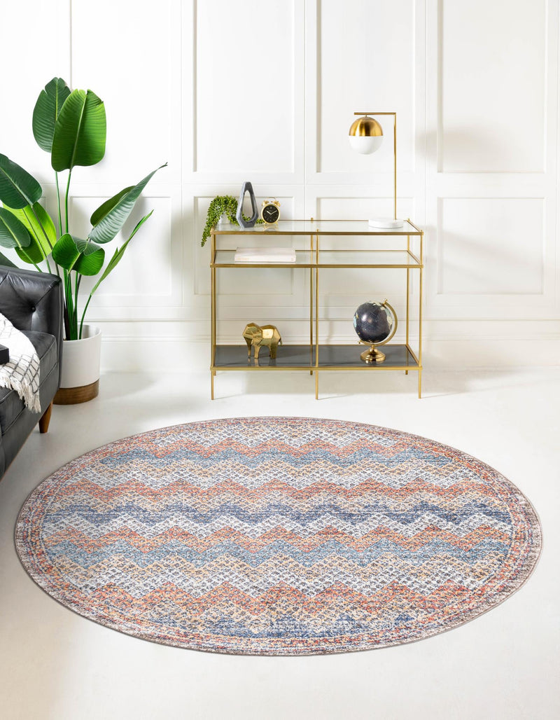 Mediterranea Elegance Collection Area Rug -  Rhodes Round Multi  lifestyle 12