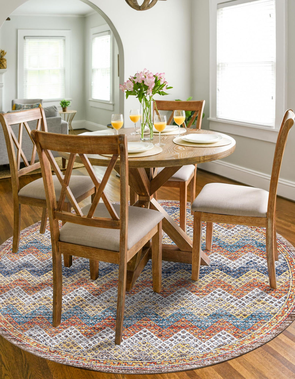 Mediterranea Elegance Collection Area Rug -  Rhodes Round Multi  lifestyle 23