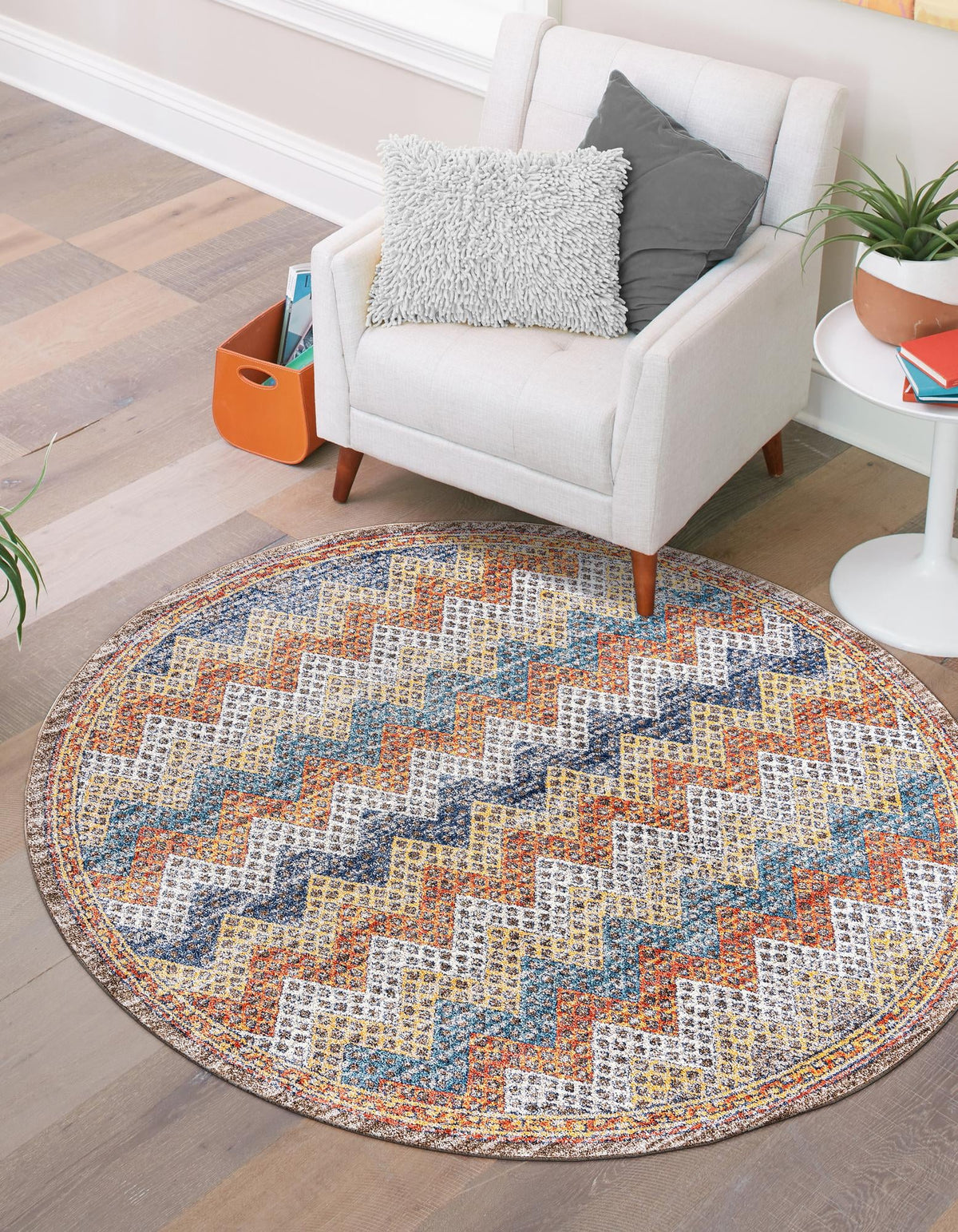 Mediterranea Elegance Collection Area Rug -  Rhodes Round Multi  lifestyle 24