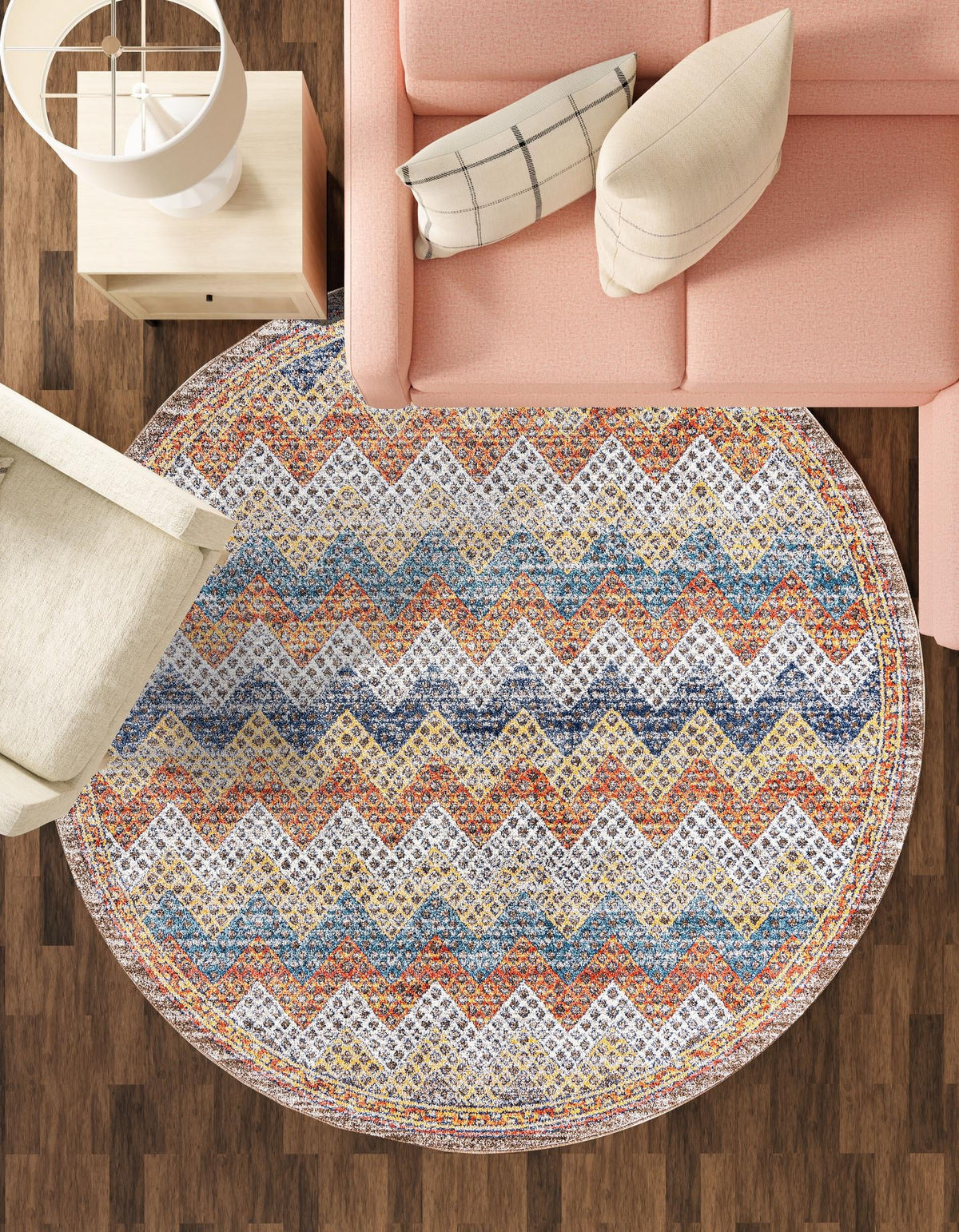 Mediterranea Elegance Collection Area Rug -  Rhodes Round Multi  lifestyle 25