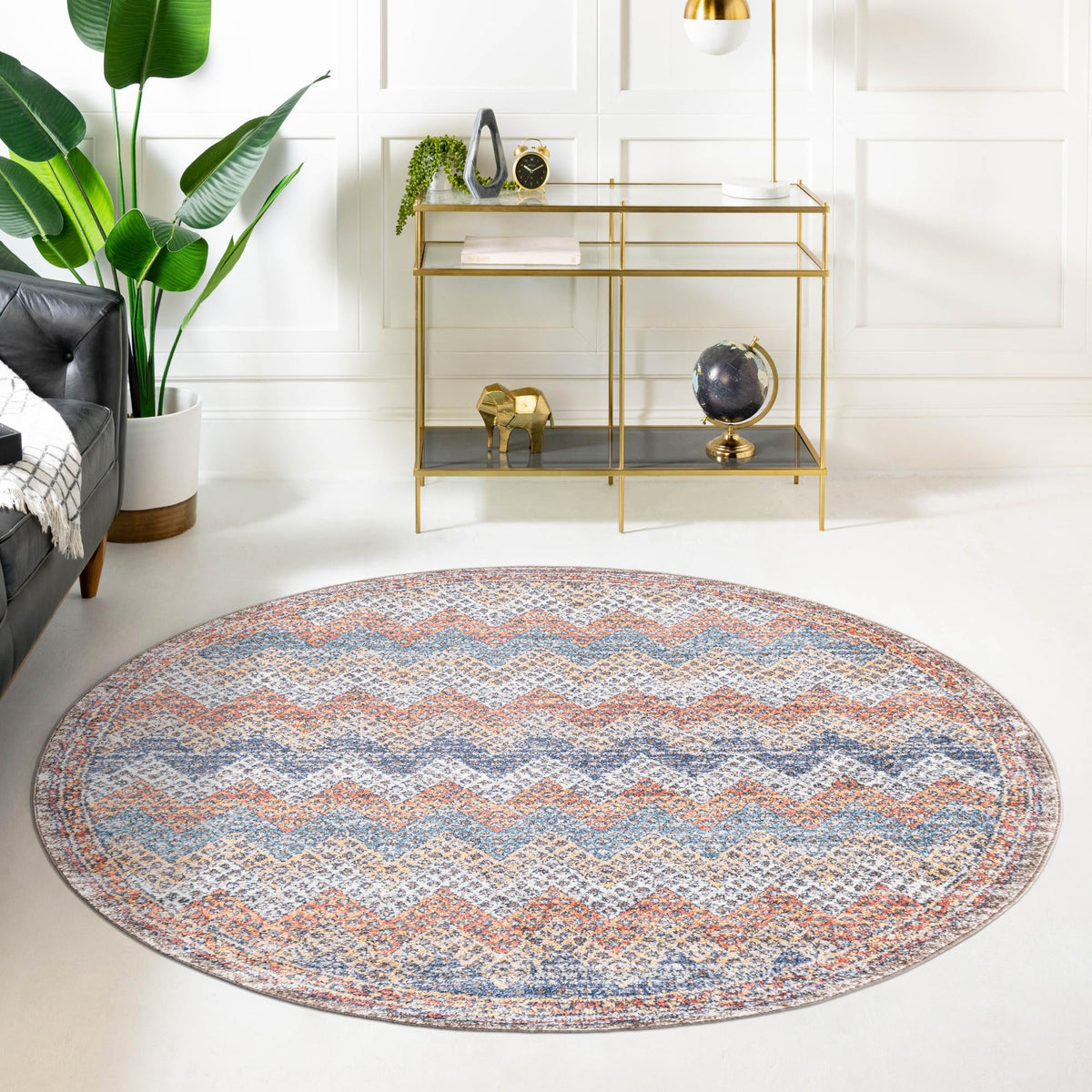 Mediterranea Elegance Collection Area Rug -  Rhodes Round Multi  lifestyle 33