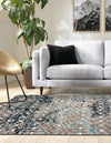 Mediterranean Lattice Collection Area Rug - Santorini (Multi Gray Blue) Rectangle Multi Gray Blue  lifestyle 8