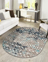 Mediterranean Lattice Collection Area Rug - Santorini (Multi Gray Blue) Oval Multi Gray Blue  lifestyle 0