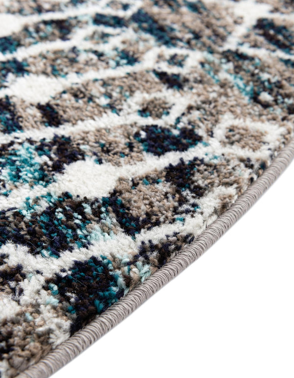 Mediterranean Lattice Collection Area Rug - Santorini (Multi Gray Blue) Oval Multi Gray Blue  lifestyle 15