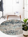 Mediterranean Lattice Collection Area Rug - Santorini (Multi Gray Blue) Round Multi Gray Blue  lifestyle 0