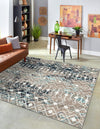 Mediterranean Lattice Collection Area Rug - Santorini (Multi Gray Blue) Square Multi Gray Blue  lifestyle 0