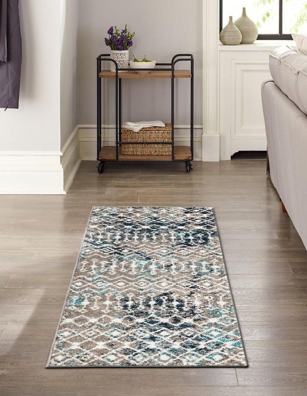 Mediterranean Lattice Collection Area Rug - Santorini (Multi Gray Blue) Runner Multi Gray Blue  lifestyle 2