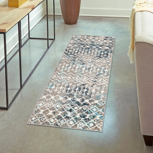 Mediterranean Lattice Collection Area Rug - Santorini (Multi Gray Blue) Runner Multi Gray Blue  lifestyle 22