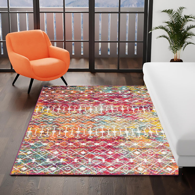 Mediterranean Lattice Collection Area Rug - Santorini (Multi) Rectangle Multi  lifestyle 27