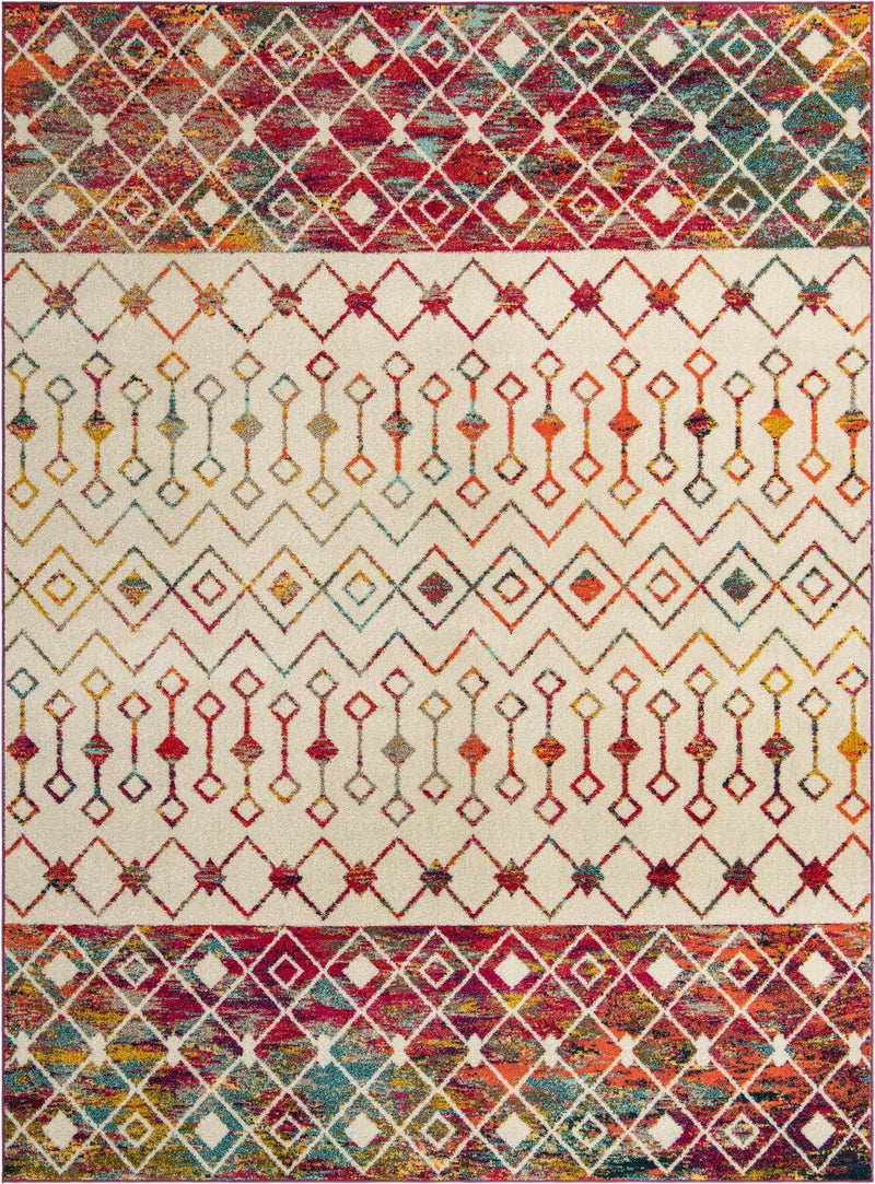 Mediterranean Lattice Collection Area Rug -  Casablanca (Ivory Multi) Rectangle Ivory Multi Main