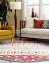Mediterranean Lattice Collection Area Rug -  Casablanca (Ivory Multi) Round Ivory Multi  lifestyle 32