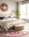 Mediterranean Lattice Collection Area Rug -  Casablanca (Ivory Multi) Round Ivory Multi  lifestyle 44