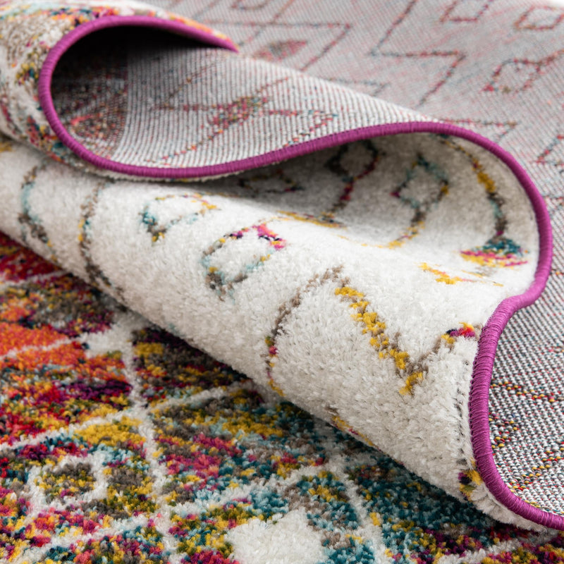 Mediterranean Lattice Collection Area Rug -  Casablanca (Ivory Multi) Round Ivory Multi  lifestyle 11