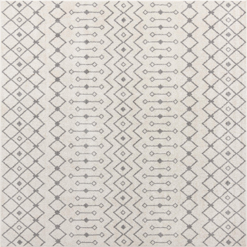 Mediterranean Lattice Collection Area Rug - Santorini (Ivory and Gray) Square Ivory and Gray Main