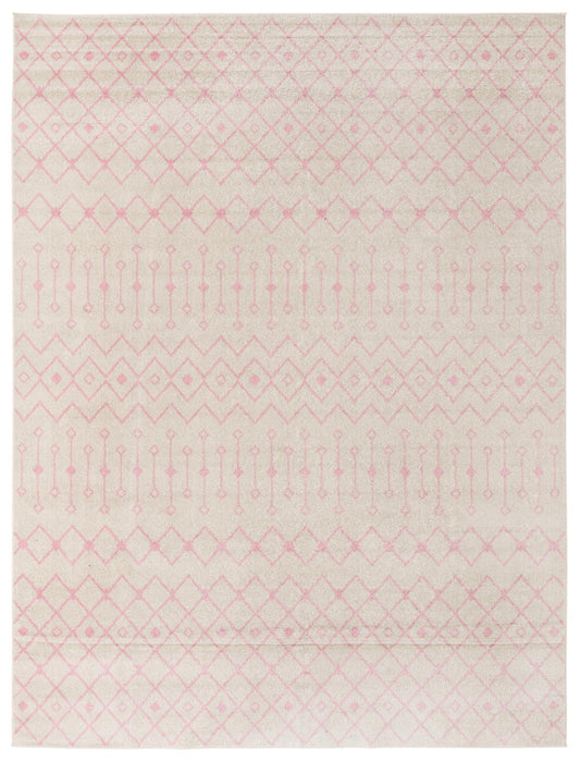 Mediterranean Lattice Collection Area Rug - Santorini (Ivory and Pink) Rectangle Ivory and Pink Main
