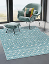 Mediterranean Lattice Collection Area Rug - Santorini (Aqua Blue) Rectangle Aqua Blue  lifestyle 0