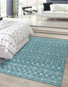 Mediterranean Lattice Collection Area Rug - Santorini (Aqua Blue) Rectangle Aqua Blue  lifestyle 8