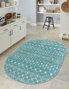 Mediterranean Lattice Collection Area Rug - Santorini (Aqua Blue) Oval Aqua Blue  lifestyle 30