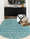 Mediterranean Lattice Collection Area Rug - Santorini (Aqua Blue) Oval Aqua Blue  lifestyle 38