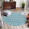 Mediterranean Lattice Collection Area Rug - Santorini (Aqua Blue) Round Aqua Blue  lifestyle 25