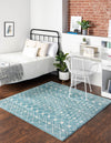 Mediterranean Lattice Collection Area Rug - Santorini (Aqua Blue) Square Aqua Blue  lifestyle 2