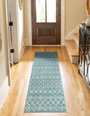 Mediterranean Lattice Collection Area Rug - Santorini (Aqua Blue) Runner Aqua Blue  lifestyle 13