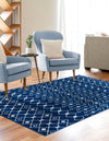 Mediterranean Lattice Collection Area Rug - Santorini (Navy Blue) Rectangle Navy Blue  lifestyle 5