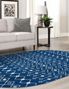 Mediterranean Lattice Collection Area Rug - Santorini (Navy Blue) Oval Navy Blue  lifestyle 10