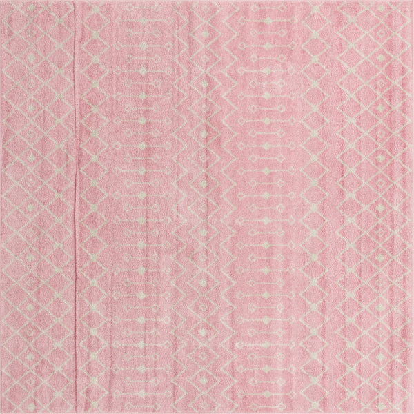 Mediterranean Lattice Collection Area Rug - Santorini (Pink) Square Pink Main