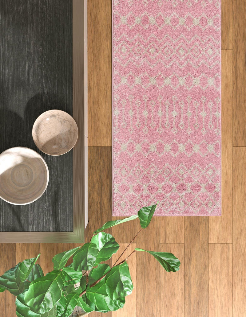 Mediterranean Lattice Collection Area Rug - Santorini (Pink) Runner Pink  lifestyle 50