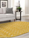 Mediterranean Lattice Collection Area Rug - Santorini (Yellow) Oval Yellow  lifestyle 10