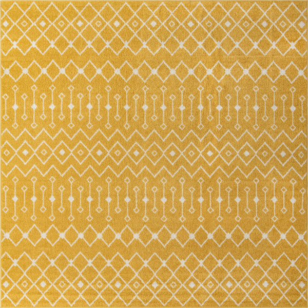 Mediterranean Lattice Collection Area Rug - Santorini (Yellow) Square Yellow Main