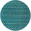 Mediterranean Lattice Collection Area Rug - Santorini (Turquoise) Round Turquoise Main