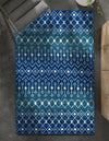 Mediterranean Lattice Collection Area Rug - Santorini (Navy and Teal) Rectangle Navy and Teal  lifestyle 13