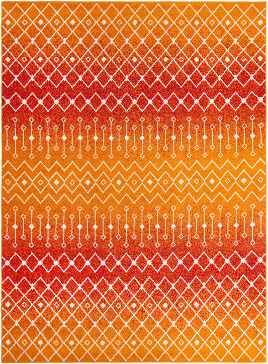 Mediterranean Lattice Collection Area Rug - Santorini (Orange and Red) Rectangle Orange and Red Main