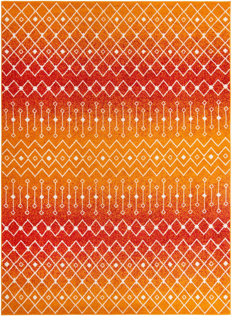 Mediterranean Lattice Collection Area Rug - Santorini (Orange and Red) Rectangle Orange and Red Main