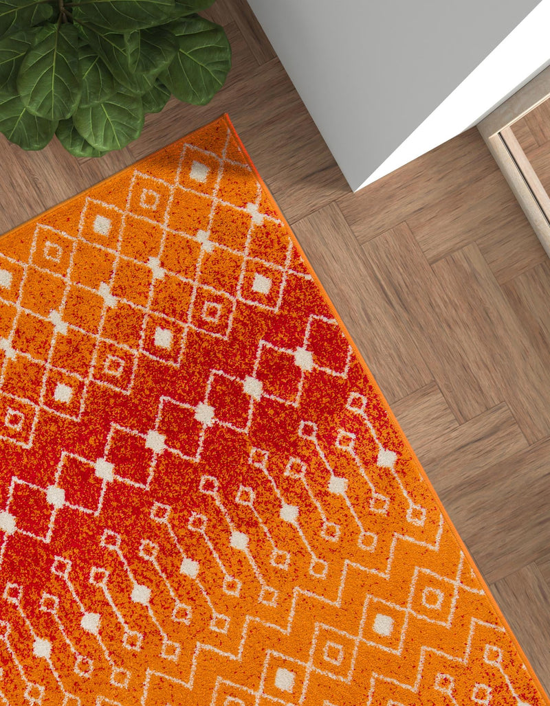 Mediterranean Lattice Collection Area Rug - Santorini (Orange and Red) Rectangle Orange and Red  lifestyle 13