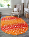 Mediterranean Lattice Collection Area Rug - Santorini (Orange and Red) Oval Orange and Red  lifestyle 5