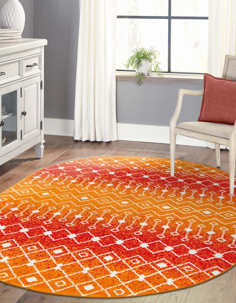 Mediterranean Lattice Collection Area Rug - Santorini (Orange and Red) Oval Orange and Red  lifestyle 7
