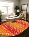 Mediterranean Lattice Collection Area Rug - Santorini (Orange and Red) Oval Orange and Red  lifestyle 8