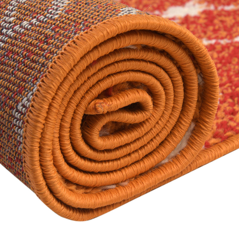 Mediterranean Lattice Collection Area Rug - Santorini (Orange and Red) Oval Orange and Red  lifestyle 22