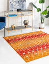Mediterranean Lattice Collection Area Rug - Santorini (Orange and Red) Square Orange and Red  lifestyle 2