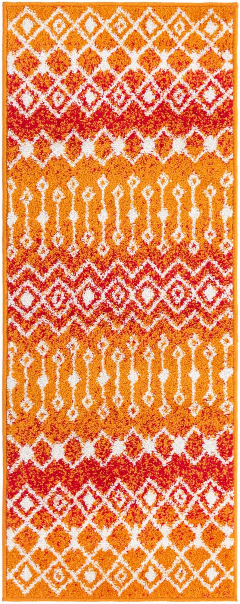 Mediterranean Lattice Collection Area Rug - Santorini (Orange and Red) Runner Orange and Red Main