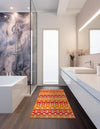 Mediterranean Lattice Collection Area Rug - Santorini (Orange and Red) Runner Orange and Red  lifestyle 39