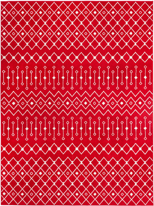 Mediterranean Lattice Collection Area Rug - Santorini (Burgundy Red) Rectangle Burgundy Red Main