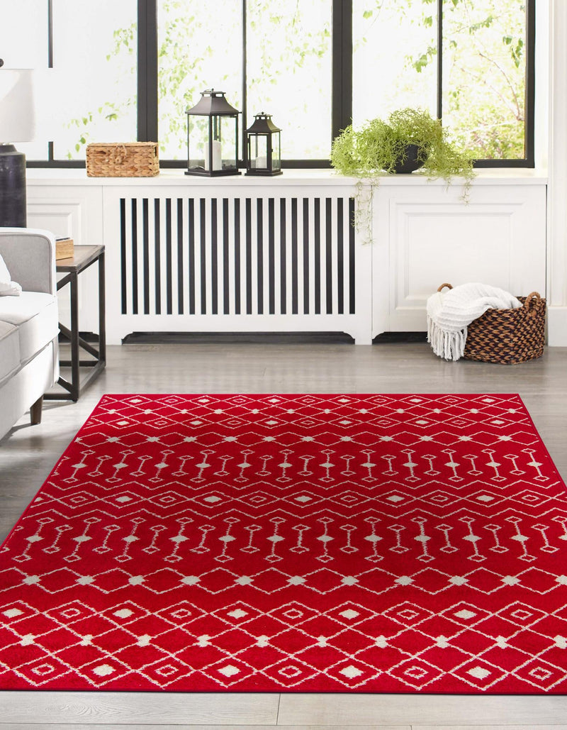 Mediterranean Lattice Collection Area Rug - Santorini (Burgundy Red) Rectangle Burgundy Red  lifestyle 11