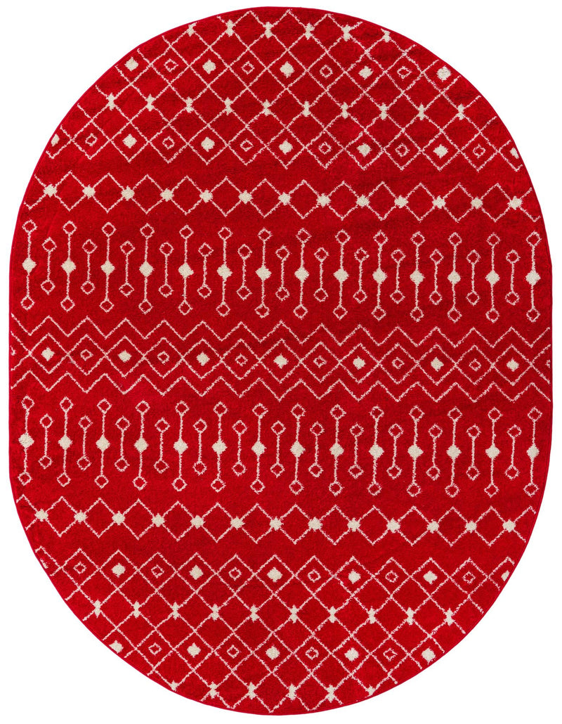 Mediterranean Lattice Collection Area Rug - Santorini (Burgundy Red) Oval Burgundy Red Main