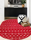 Mediterranean Lattice Collection Area Rug - Santorini (Burgundy Red) Oval Burgundy Red  lifestyle 3
