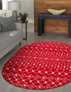 Mediterranean Lattice Collection Area Rug - Santorini (Burgundy Red) Oval Burgundy Red  lifestyle 6